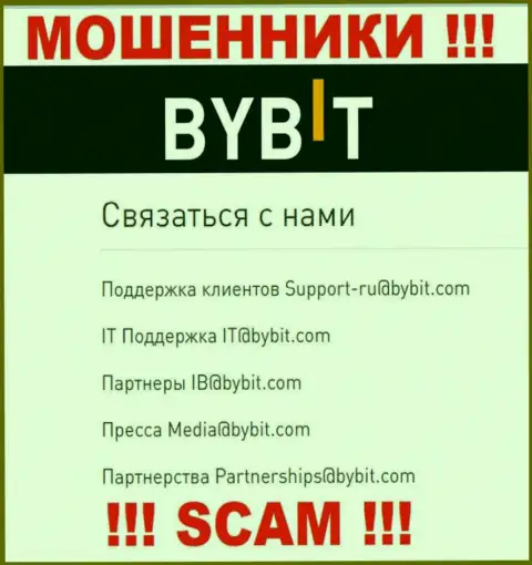 Адрес электронного ящика интернет-жуликов ByBit Com - данные с сайта компании