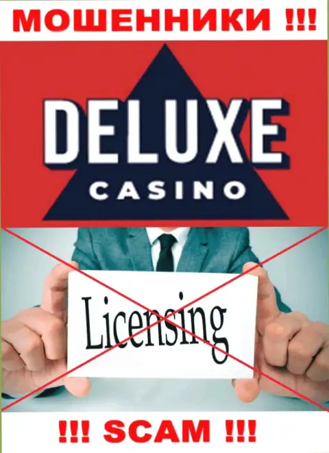Отсутствие лицензионного документа у организации Deluxe-Casino Com, только доказывает, что это internet лохотронщики