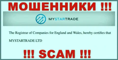 My Star Trade - это internet-мошенники, а управляет ими юридическое лицо MYSTARTRADE LTD