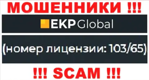 На веб-портале EKP-Global Com имеется лицензия, только вот это не меняет их мошенническую сущность