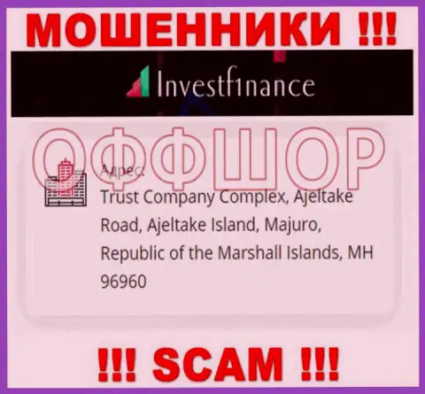 Очень опасно иметь дело, с такими интернет-мошенниками, как компания Инвест ЭФ1инанс, так как скрываются они в оффшорной зоне - Trust Company Complex, Ajeltake Road, Ajeltake Island, Majuro, Republic of the Marshall Islands, MH 96960