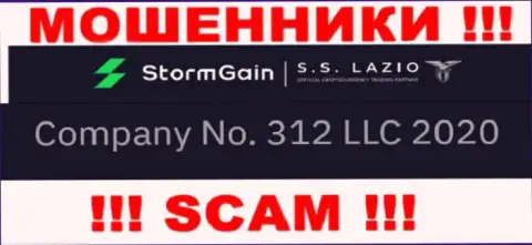 Рег. номер StormGain, который взят с их официального веб-сервиса - 312 LLC 2020