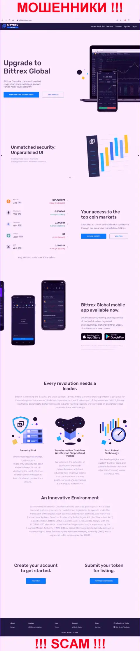 Сайт мошенников Global Bittrex Com