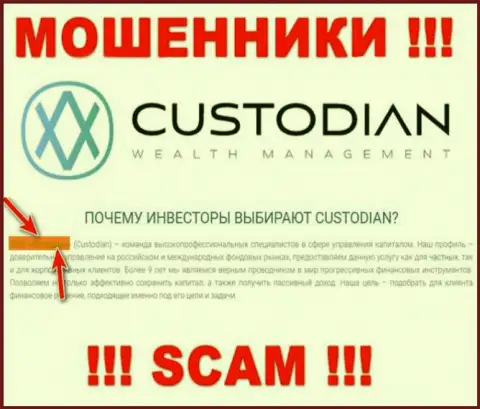 Юридическим лицом, владеющим кидалами Кустодиан, является ООО Кастодиан