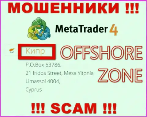 Контора MetaTrader4 зарегистрирована довольно далеко от клиентов на территории Cyprus