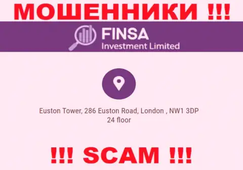 Избегайте взаимодействия с конторой FinsaInvestmentLimited - указанные internet-мошенники показывают липовый юридический адрес