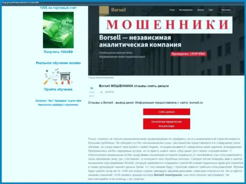 Обзор деятельности scam-проекта ООО БОРСЕЛЛ это МОШЕННИКИ !!!