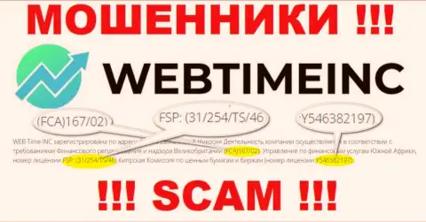 Именно эта лицензия на осуществление деятельности предложена на официальном интернет-ресурсе мошенников WebTime Inc