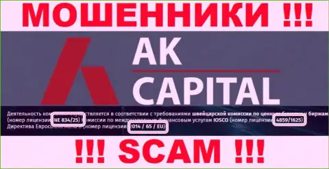 Будьте крайне осторожны, AK Capitall намеренно разместили на web-сайте свой лицензионный номер