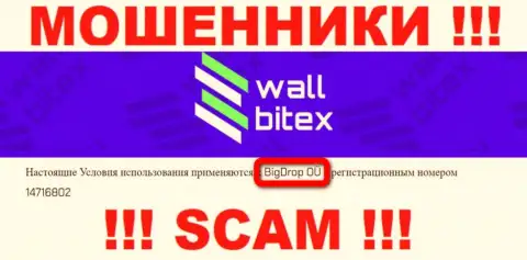 WallBitex Com - это ШУЛЕРА !!! Руководит данным разводняком BigDrop OÜ