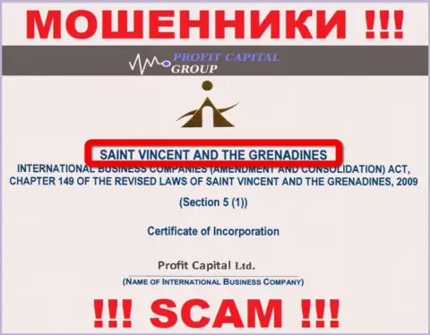 Юридическое место регистрации internet-мошенников ProfitCapital Group - St. Vincent and the Grenadines