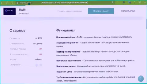 Условия обмена обменного online-пункта BTCBit в обзоре на сайте NikSolovov Ru