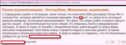 Перевод на русский отзыва forex трейдера на мошенников Multiplymarket