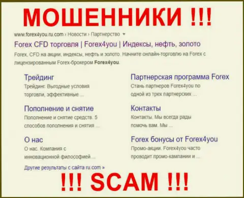 Forex4 You - это ОБМАНЩИК !!! SCAM !!!